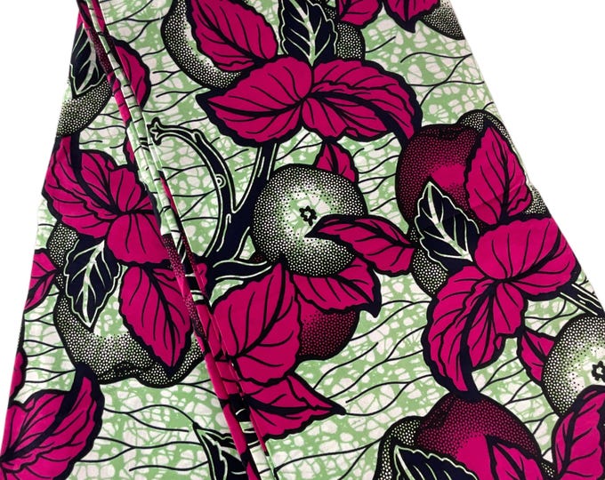 Green Pink Black African Print Fabric/Ankara 6 Yard/By The Yard/Cotton Print/MK591/
