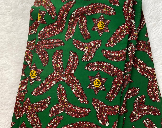 African Fabric/Ankara_Green and Brown Design/African print/ African fabric for decor/ African fabric for crafts/ headwraps/MK586