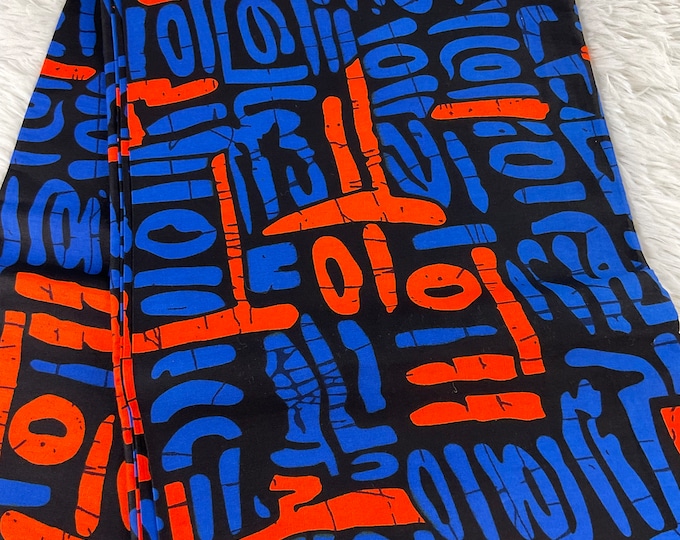African Fabric/African print/African fabric by the yard /Hollandais/ African fabric/ African fabric 6 yards/FG88t/Ankara-blue and Orange co