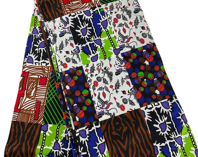 Blue Purple Pink African Print Fabric/Ankara 6 Yards/Cotton Print By The Yard/MK425A