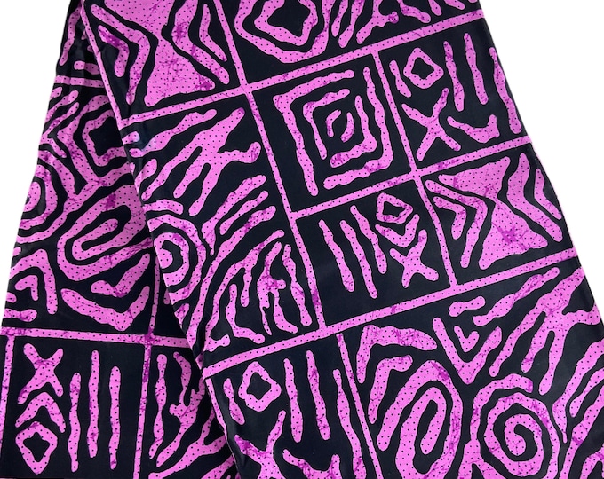 Pink and Black African Print Fabric/Ankara 6 Yards/Wax Print By The Yards/Cotton Print/MK181/