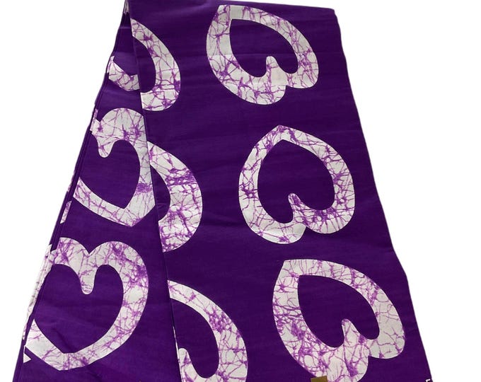 Purple White African Print Fabric/Ankara 6 Yards/Cotton Print By The Yards/Quilting Fabric/MK151/Af