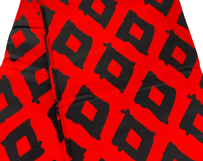 Red Black African Print Fabric/Ankara 6 Yards/Cotton Print By The Yard/MK436c