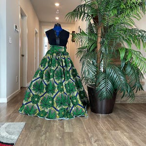 African Skirt/Ankara Skirt/Green,White African Skirt/African Clothing/Maxi Skirt/Plus Size Dress/Long Skirt/Boho /Hippie Skirt/Ankara Dress/