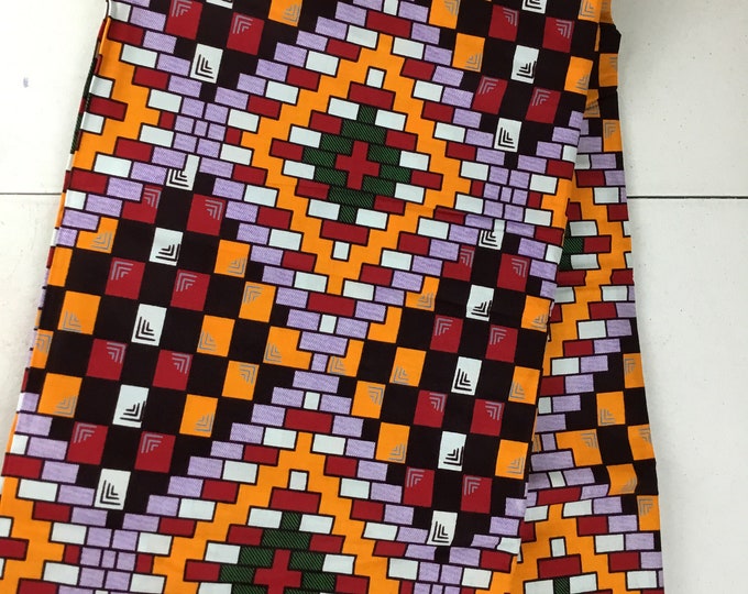 Multicolor African Fabric/African prints/ Ankara fabric/ Wax print/ African fabric for decor/ African fabric for crafts/ headwrap/ MK594
