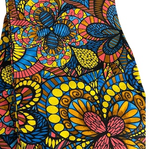 African Fabric/ African Print Fabric/African Wax Fabric/Ankara-Blue Pink Fabric/Gift For Her/Fabric/DT0z