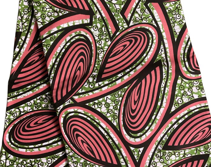 African Fabric/African Print Fabric/ Ankara-Peach,Brown ,White Design/Crafts Fabric/MK458/Decor/Tribal/Native Fabric/Danshiki Fabric
