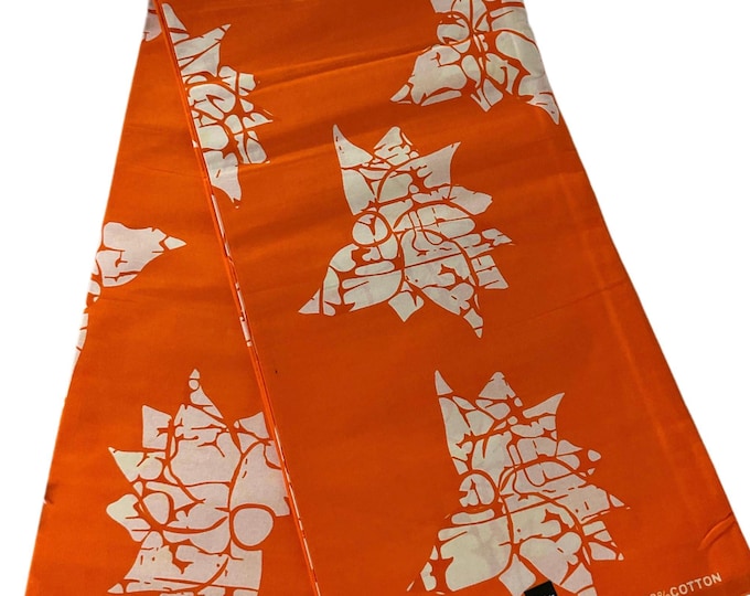 Orange and White African Print Fabric/Ankara Cotton With Headwraps/ZM99