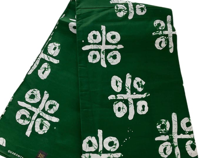 Green White African Print Fabric/Ankara Print By The Yard/Cotton Fabric/Tribal/MK458/