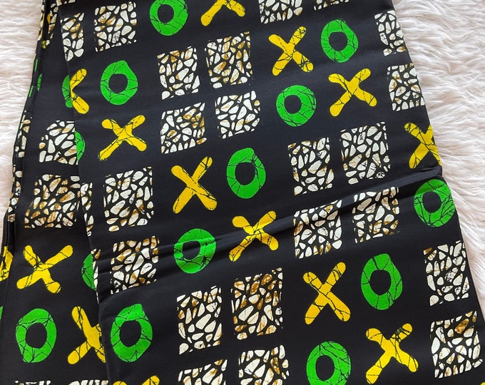 African Fabric/African prints/ Ankara fabric/ African wax/Hollandais/ African fabric/ African fabric 6 yards/FG99/Black and Green Fabric
