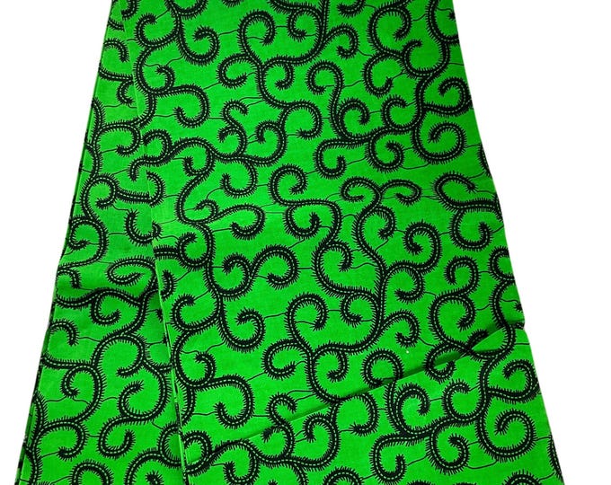 Black Green African Print Fabric/Ankara Fabric 6 Yards/Cotton Print For Quilting/By The Yard/MK581