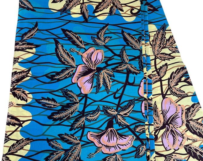 African Fabric/African Print Fabric/Ankara-Blue and White Color/ African fabric per yard/ African fabric for crafts/ African Dress/MK151/Af