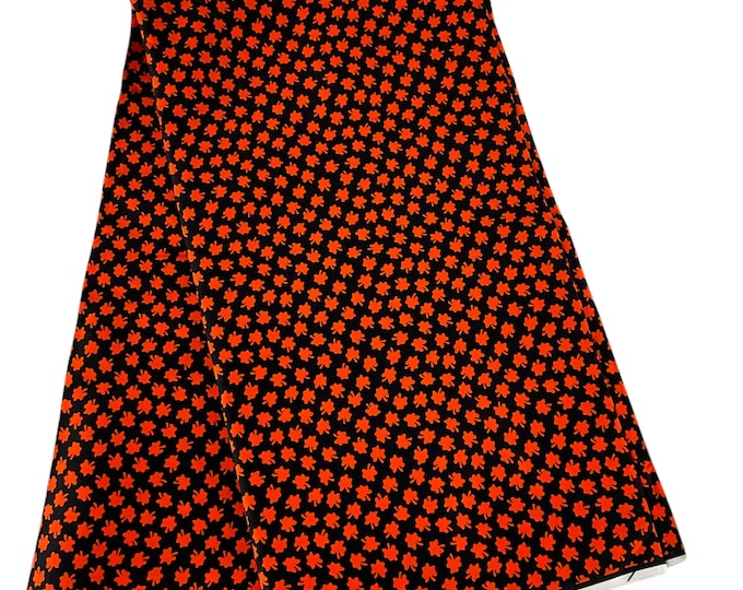 100% Cotton African Print Fabric, Black Orange Tribal Design, 45 Inches Wide, Ankara Fabric, Cotton