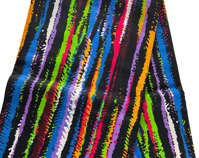 African Ankara Fabric: Multicolor Cotton Print, 6 Yards with Headwrap