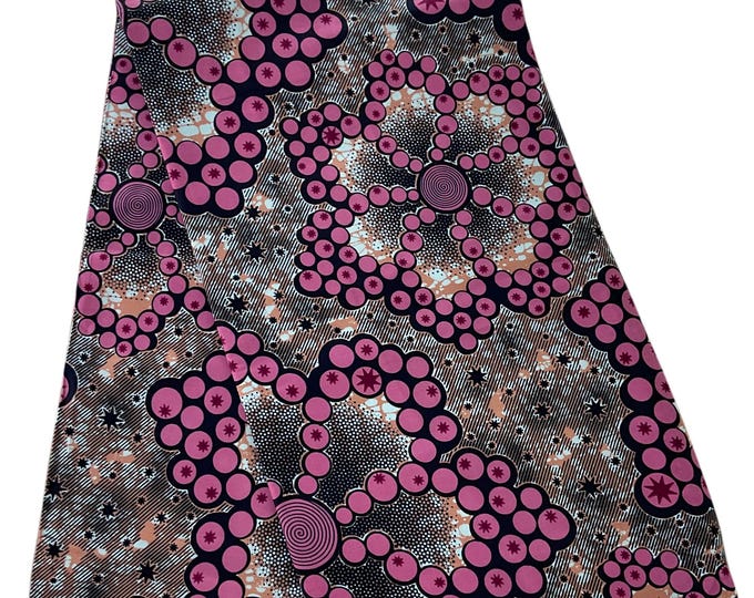 100% Cotton African Print Fabric, Ankara Pink Brown White Design, Tribal Native Cloth