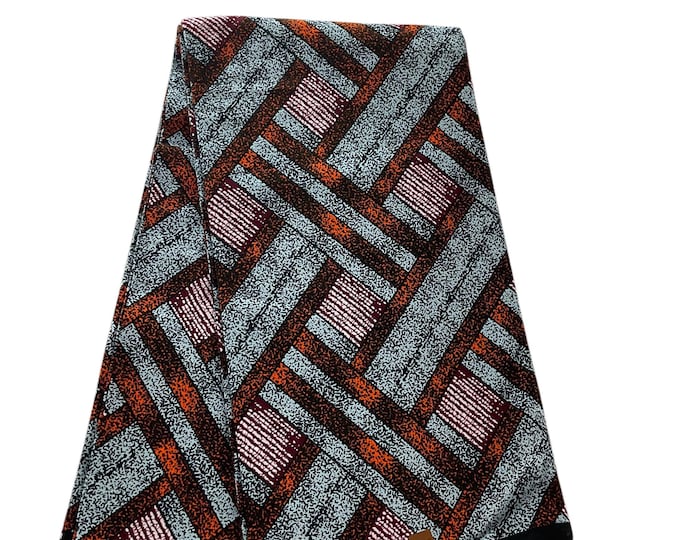 African Fabric/African Print Fabric/Ankara-Grey,Brown Pink Design/African Clothing/Gift For Her/African Fabric By The Yard/Wax/CK450