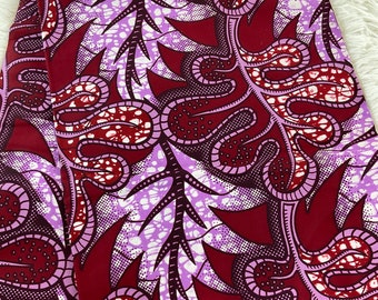 African Fabric/African Print Fabric/Ankara-Wine and Cream Color/ African fabric per yard/ African fabric for crafts/ African Dress/MK151/Af