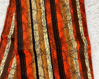 Orange Brown African Print Fabric/Ankara 6 Yards/By The Yard/Quilting Fabric/MK168