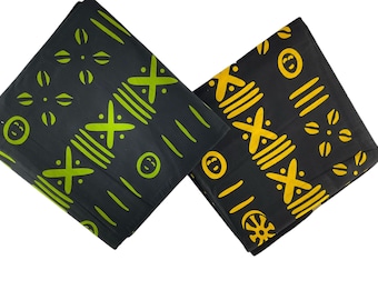 Green Yellow Black African Print Fabric/Ankara 6 Yards/By The Yard/Tribal Cotton Prints Fot Quilting/CK450