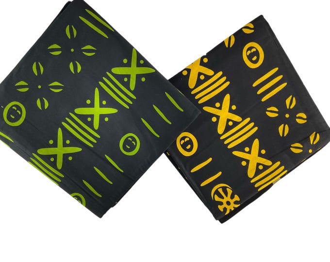 Green Yellow Black African Print Fabric/Ankara 6 Yards/By The Yard/Tribal Cotton Prints Fot Quilting/CK450