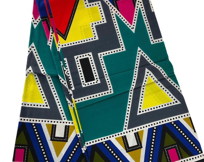 Jade Yellow Red African Print Fabric/Ankara 6 Yards/Cotton Print By The Yard/Quilting Fabric/FG30