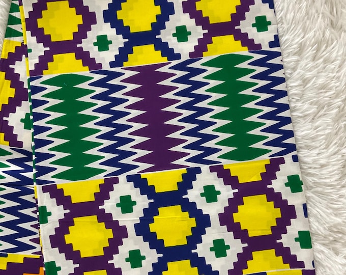 African Print Fabric, 6 Yards Ankara with Headwrap