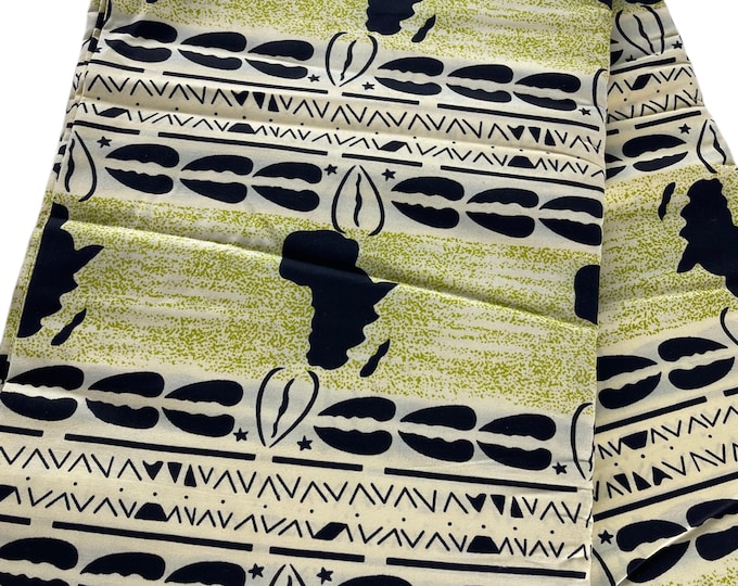 Yellow Black AfricanPrint Fabric/ Tribal Print Fabric/Ankara Fabric By The Yard/African Cotton For Quilting/MK591