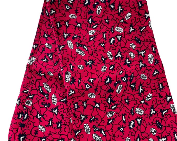 African Fabric/ African Print Fabric/African Wax Fabric/Ankara-Red and Black Color /Gift For Her/Fabric/DT0z