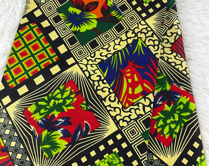 African Ankara Fabric: 6 Yards, Headwrap, Vibrant Print