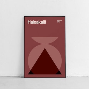 Haleakala National Park Mid-Century Travel Poster, Abstract Travel Poster, National Park Poster, Minimalist Art Print, Hawaii poster, Maui