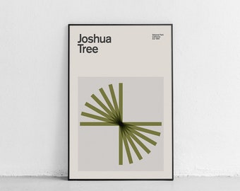 Joshua Tree National Park Mid-Century Travel Poster, Abstract Travel Poster, National Park Poster, Minimalist Art Print, California poster