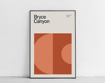 Cartel de viaje del Parque Nacional del Cañón Bryce, póster de viaje abstracto, cartel del parque nacional, impresión de arte minimalista, póster de Utah
