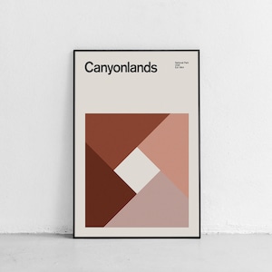 Canyonlands National Park Mid-Century Travel Poster, Abstract Travel Poster, National Park Poster, Minimalist Art Print, Utah, Mighty Five