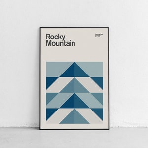 Rocky Mountain National Park Mid-Century Travel Poster, Abstract Travel Poster, National Park Poster, Minimalist Art Print, Colorado poster
