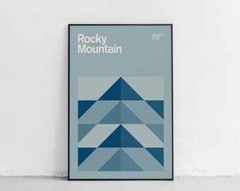 Rocky Mountain National Park Mid-Century Travel Poster, Abstract Travel Poster, National Park Poster, Minimalist Art Print, Colorado poster