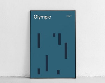 Cartel de viaje del mid-century del Parque Nacional Olímpico, cartel de viaje abstracto, cartel del parque nacional, impresión de arte minimalista, póster de Washington