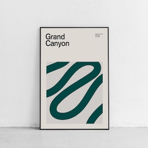 Cartel de viaje del Parque Nacional del Gran Cañón de mediados del siglo, cartel de viaje abstracto, cartel del parque nacional, impresión de arte minimalista, póster de Arizona
