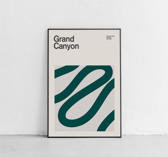 Grand Canyon National Park Mid-Century Travel Poster, Abstract Travel Poster, National Park Poster, Minimalist Art Print, Arizona poster