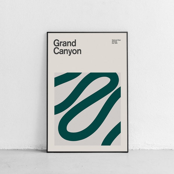 Grand Canyon National Park Mid-Century Travel Poster, Abstract Travel Poster, National Park Poster, Minimalist Art Print, Arizona poster