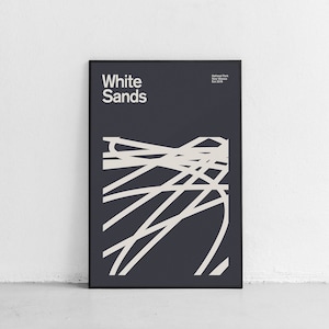 White Sands National Park Mid-Century Travel Poster, Abstraktes Reiseposter, Nationalpark Poster, Minimalistischer Kunstdruck, New Mexico Poster