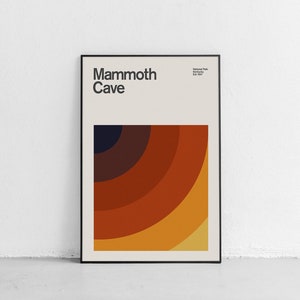 Mammoth Cave National Park Mid-Century Travel Poster, Abstract Travel Poster, National Park Poster, Minimalist Art Print, Kentucky Poster