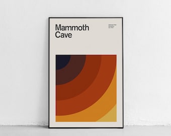 Mammoth Cave National Park Mid-Century Travel Poster, Abstract Travel Poster, National Park Poster, Minimalist Art Print, Kentucky Poster