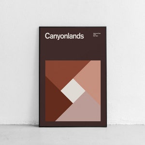 Canyonlands National Park Mid-Century Travel Poster, Abstract Travel Poster, National Park Poster, Minimalist Art Print, Utah, Mighty Five