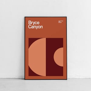 Bryce Canyon National Park Mid-Century Travel Poster, Abstract Travel Poster, National Park Poster, Minimalist Art Print, Utah poster