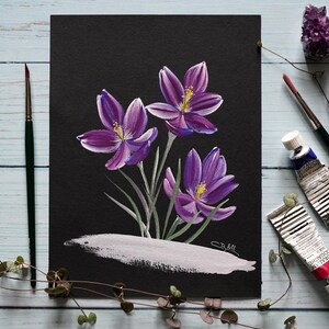 Gouache originale : Crocus