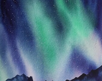 Aurora boreale dell'acquerello