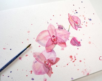 Originale Aquarell-Orchideen