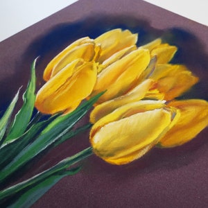 Pastel original Tulipes jaunes image 3