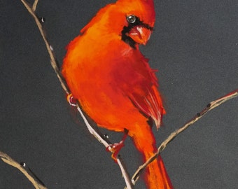 Original pastel - Red cardinal