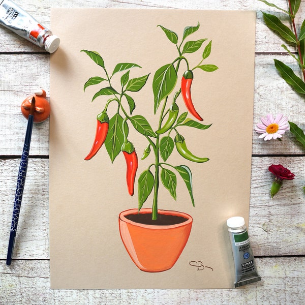 Piments de Cayenne - Gouache 2022